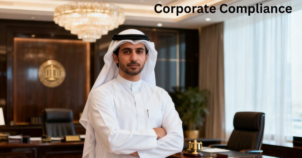 UAE Corporate Compliance Flowchart displaying step-by-step mainland legal updates, UBO reporting registration, goAML screening protocols, and Federal Tax Authority enrollment steps.
