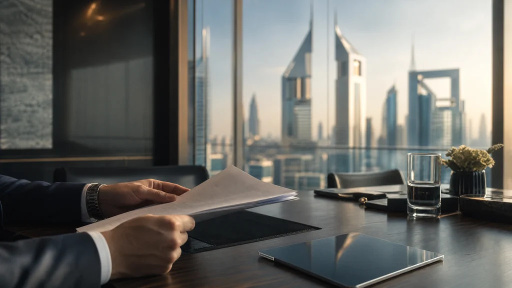 Infographic of UAE Court hierarchy including First Instance, Appeal, and Cassation levels