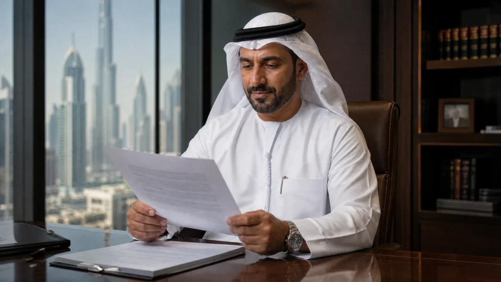 Infographic showing UAE Corporate Tax rates, VAT regulations, and FTA dispute resolution process.