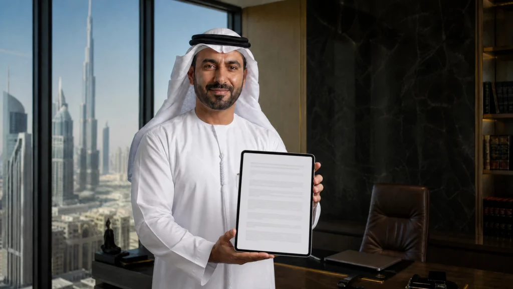 FIDIC Red Book and UAE Civil Code legal documents on a wooden desk with a judge's gavel.