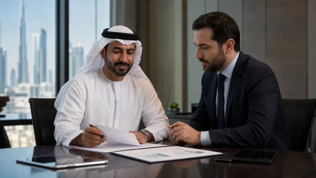 Infographic showing UAE Federal Laws, Dubai Courts, DIFC, and ADGM jurisdictions